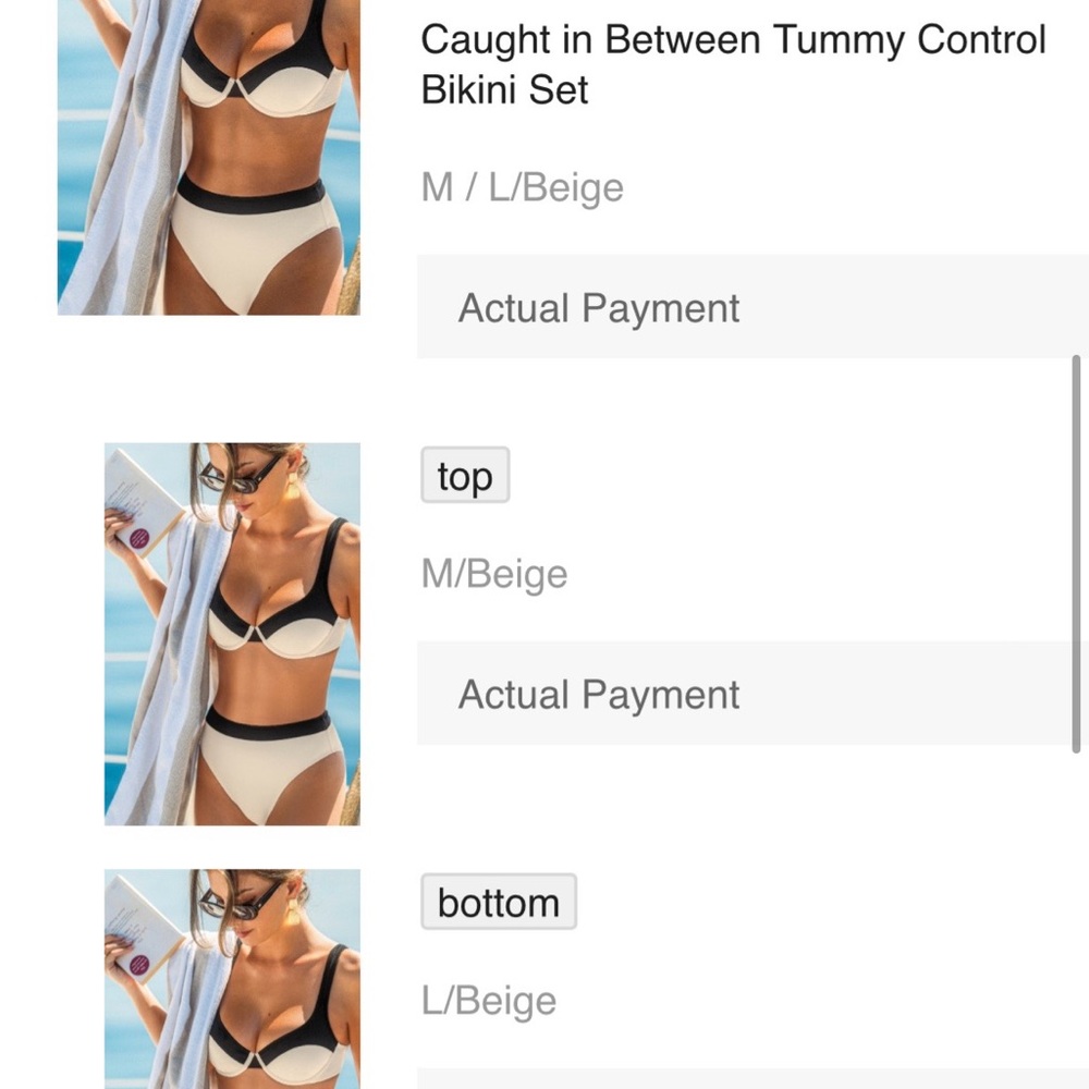 Cupshe Beige and Black Colorblock Bikini top